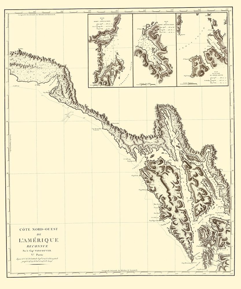Alaska Southern Portion No 6 - Vancouver 1800 art print by Vancouver for $57.95 CAD