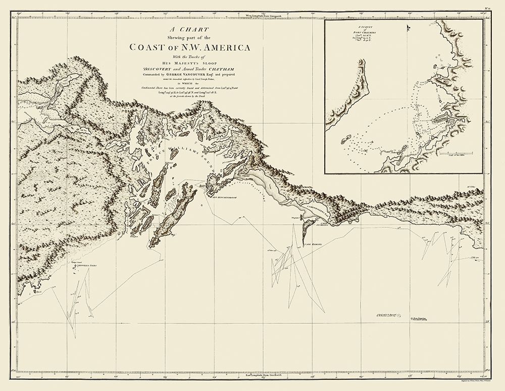Alaskan Coast - Vancouver 1798 art print by Vancouver for $57.95 CAD
