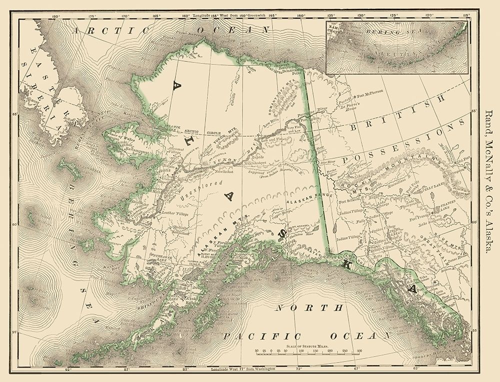 Alaska - Rand McNally 1879 art print by Rand McNally for $57.95 CAD