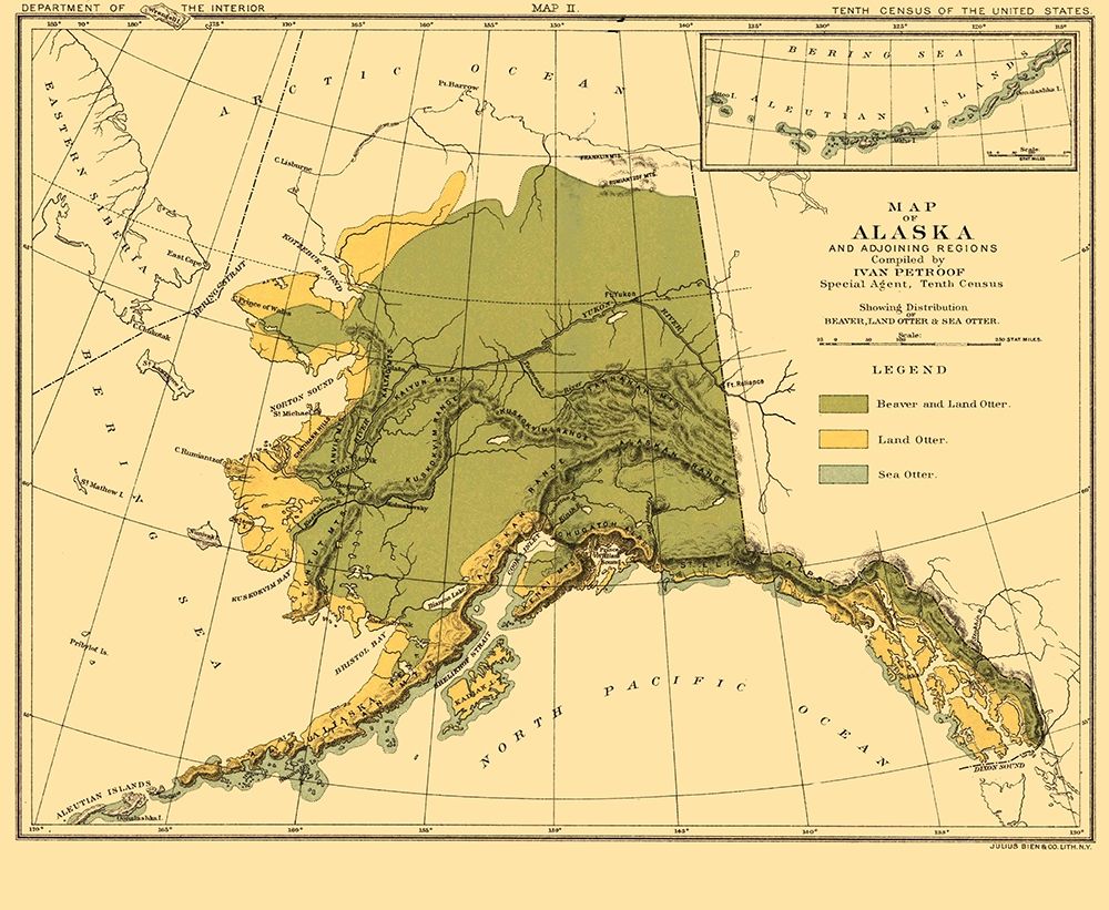 Alaska Ecological Map - Bien 1882 art print by Bien for $57.95 CAD