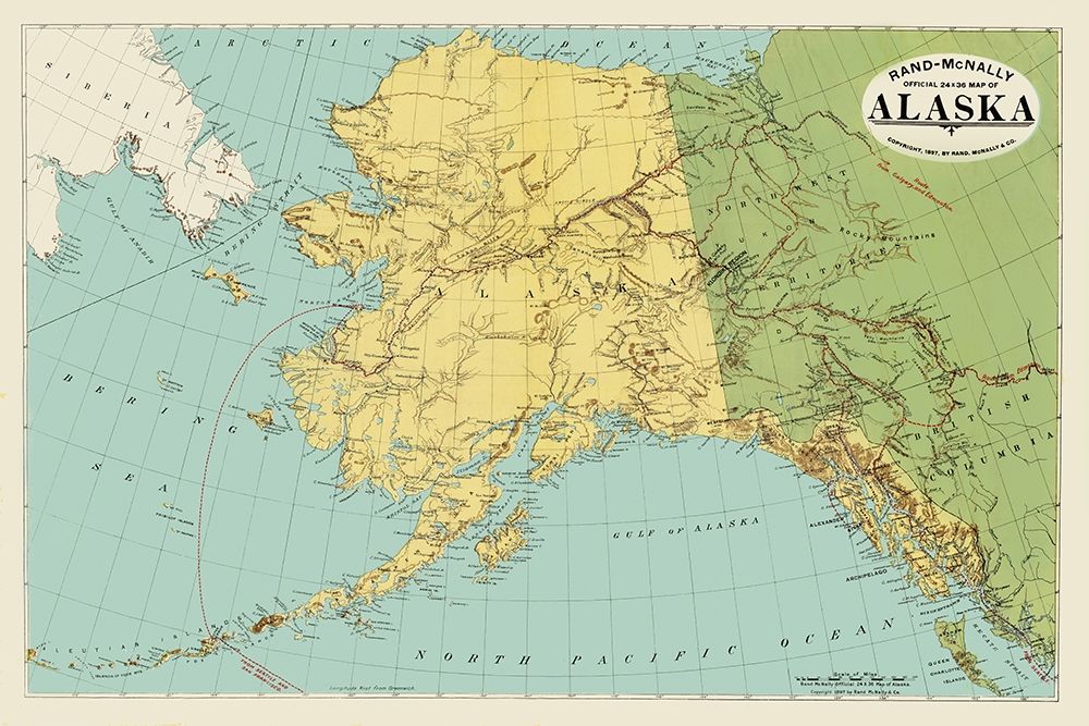 Alaska, Siberia - Rand McNally 1897 art print by Rand McNally for $57.95 CAD