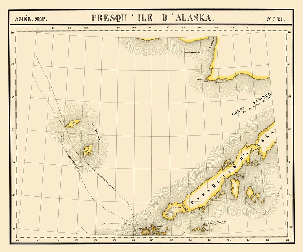Alaska Peninsula - Vandermaelen 1827 art print by Vandermaelen for $57.95 CAD