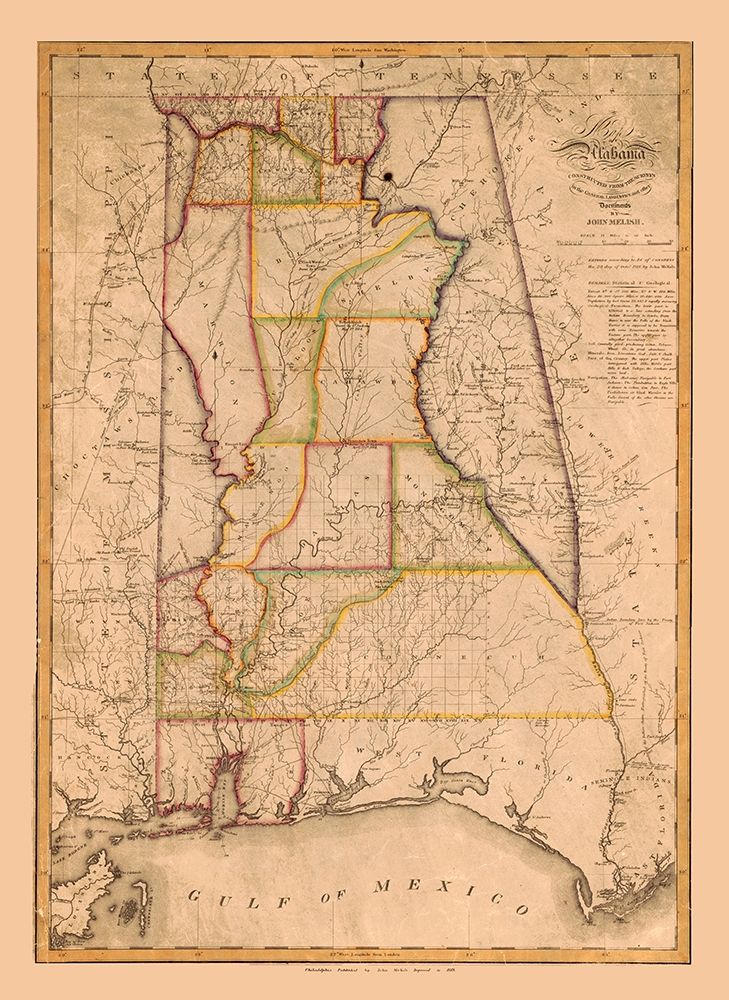 Alabama - Melish 1819 art print by Melish for $57.95 CAD
