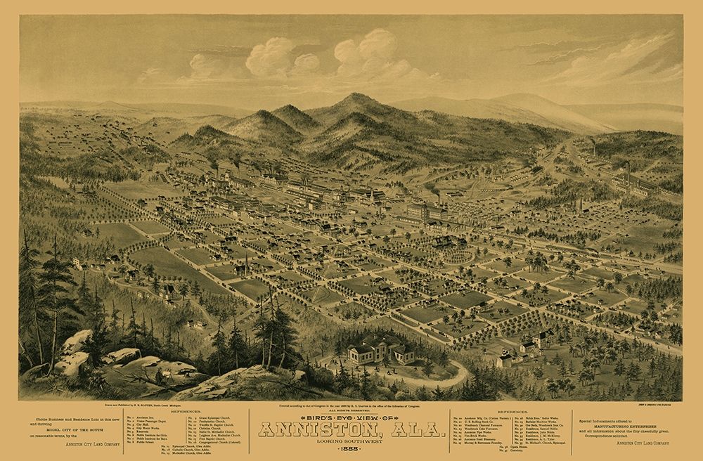 Anniston Alabama - Glover 1888 art print by Glover for $57.95 CAD