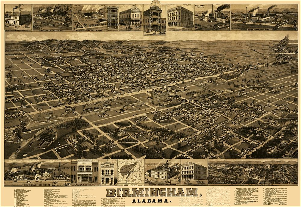 Birmingham Alabama - Beck 1885 art print by Beck for $57.95 CAD