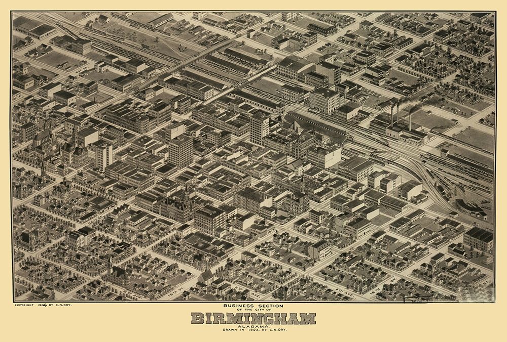 Birmingham Alabama - Dry 1903 art print by Dry for $57.95 CAD
