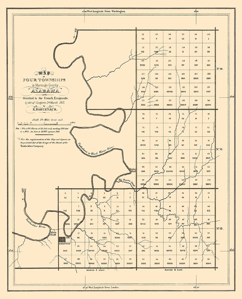 Marengo Alabama Townships - Paguenaud 1817 art print by Paguenaud for $57.95 CAD