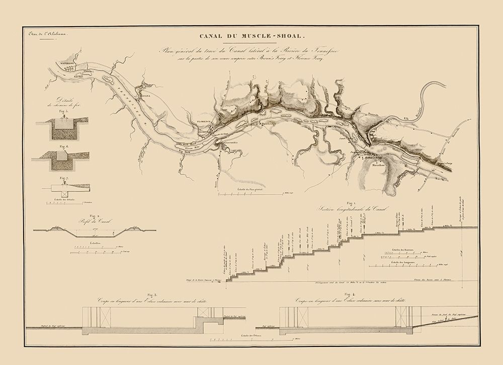 Muscle Shoals Canal, Alabama - Poussin 1834 art print by Poussin for $57.95 CAD