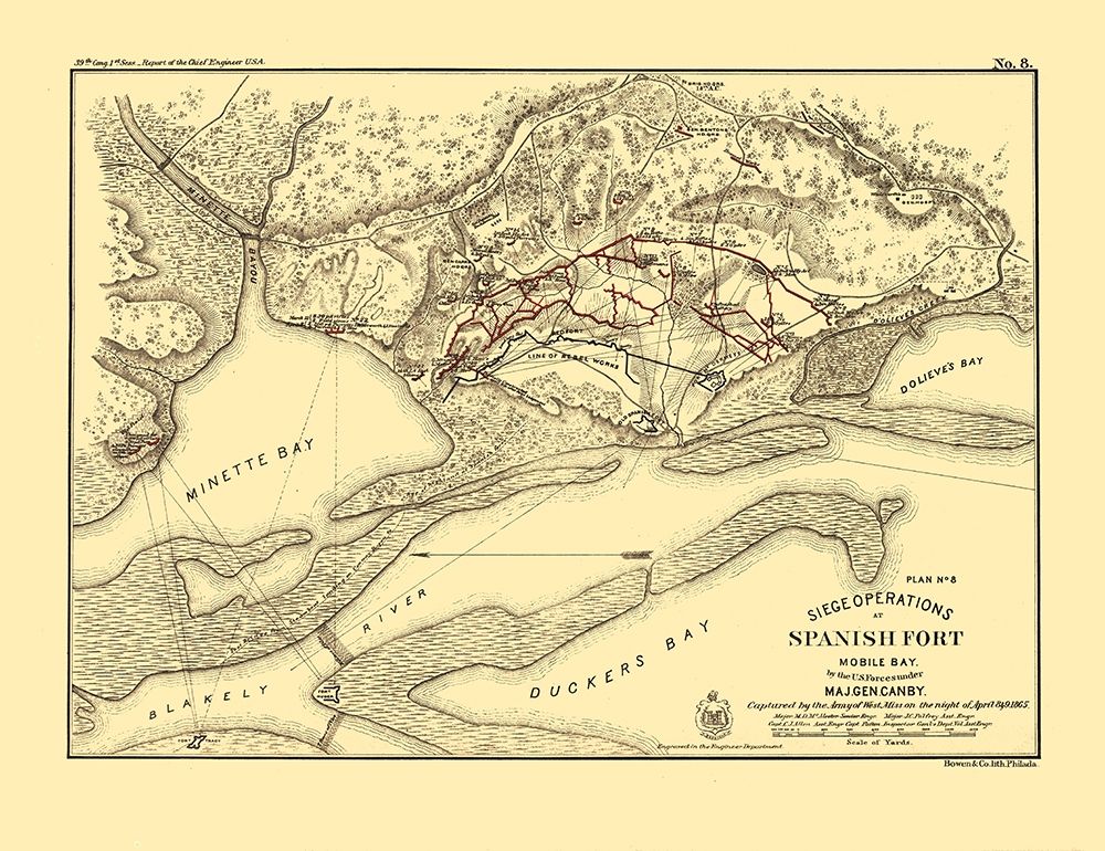 Spanish Fort Mobile Bay Alabama - Palfrey 1866 art print by Palfrey for $57.95 CAD