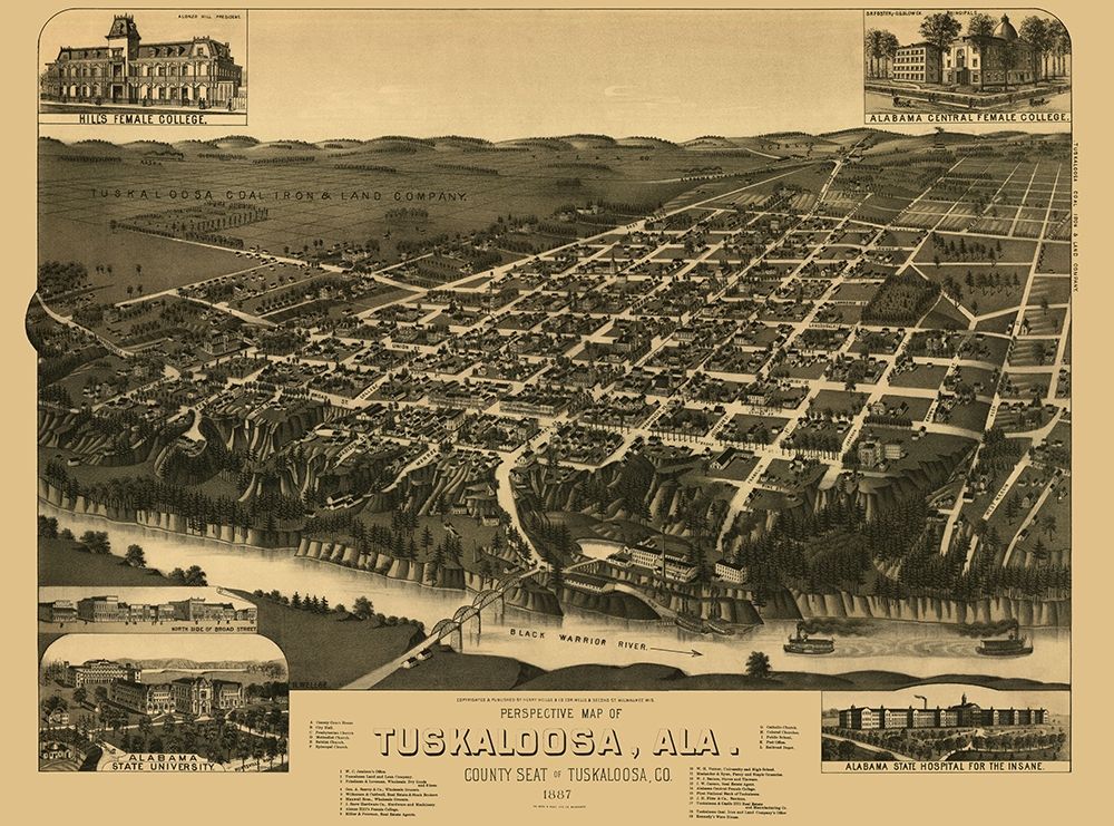 Tuskaloosa Alabama - Wellge 1887 art print by Wellge for $57.95 CAD