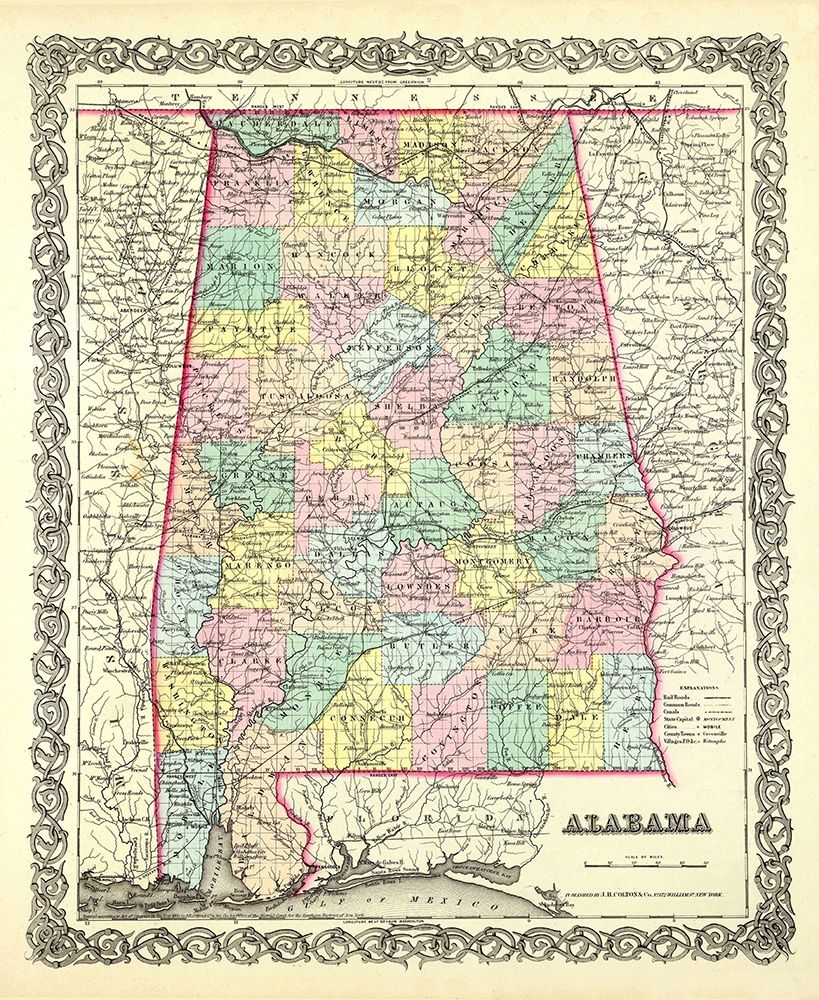 Alabama - Colton 1856 art print by Colton for $57.95 CAD