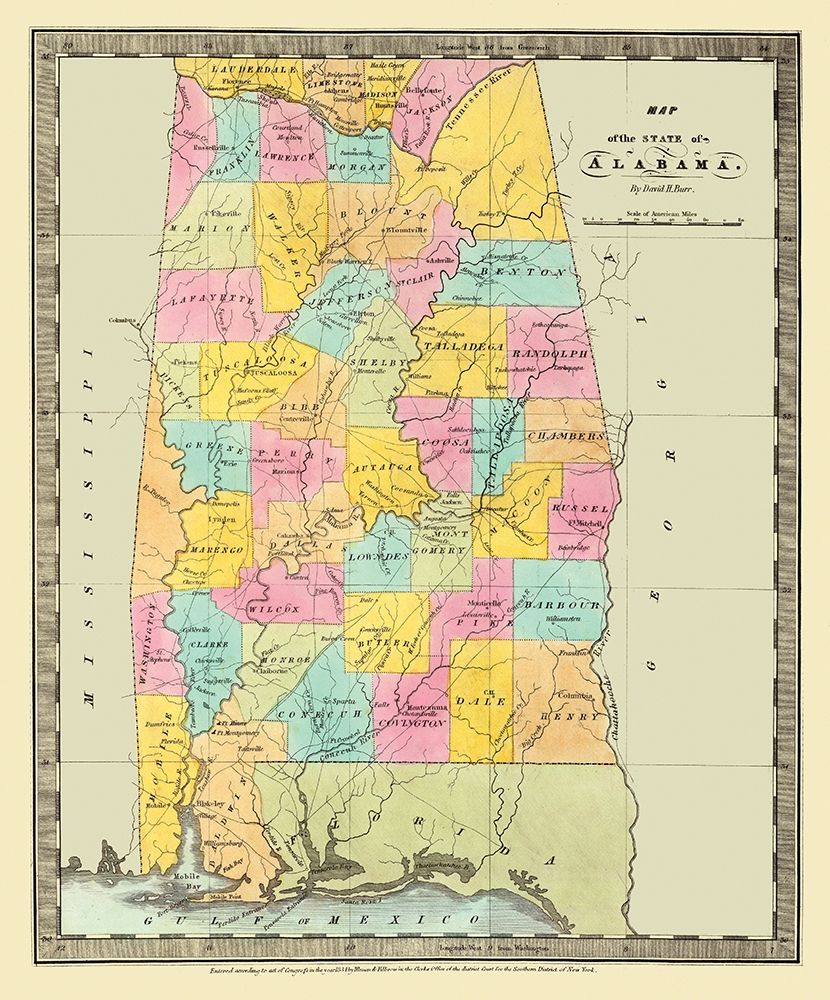 Alabama - Burr 1835 art print by Burr for $57.95 CAD