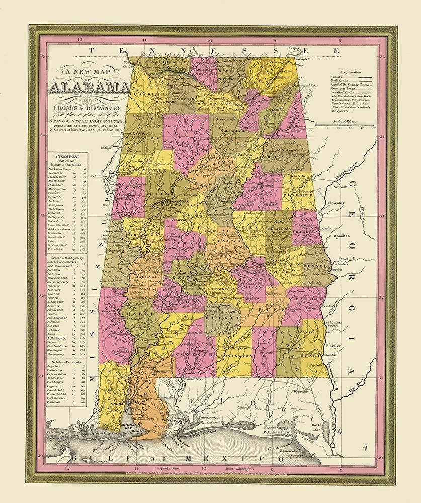 Alabama - Mitchell 1846 art print by Mitchell for $57.95 CAD
