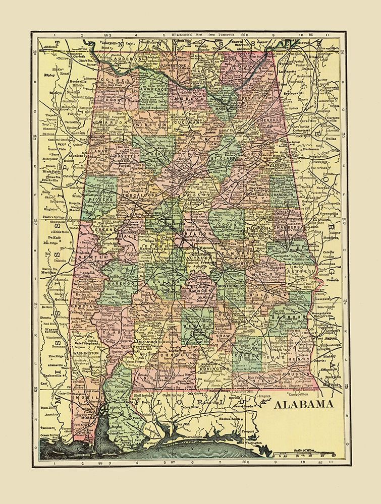 Alabama - Cram 1909 art print by Cram for $57.95 CAD