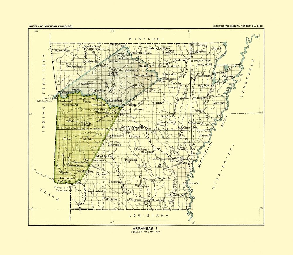 Arkansas - Hoen 1896 art print by Hoen for $57.95 CAD