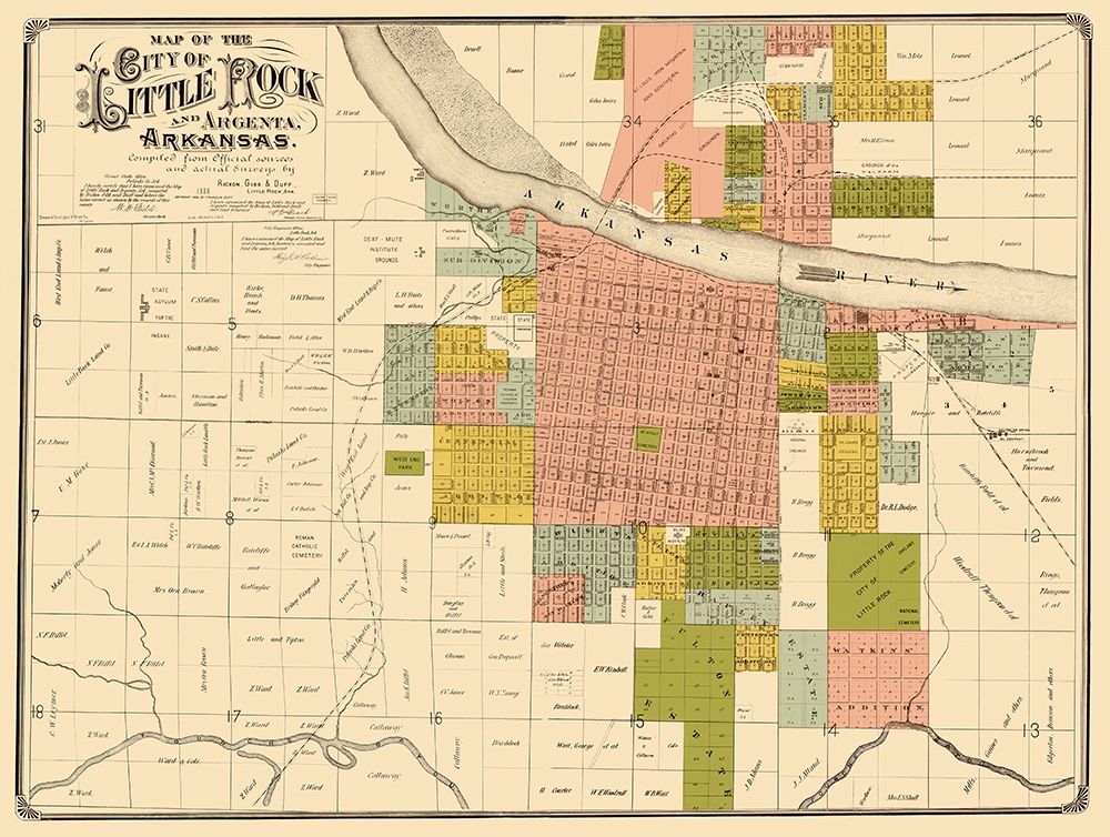 Little Rock Arkansas Landowner - Rickon 1888 art print by Rickon for $57.95 CAD