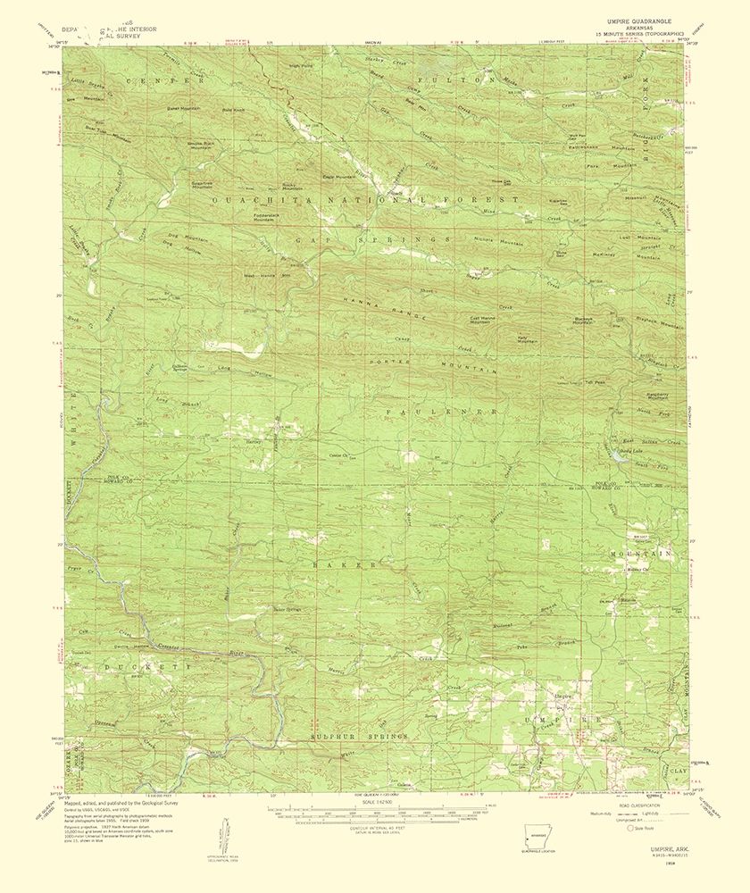 Umpire Arkansas Quad - USGS 1960 art print by USGS for $57.95 CAD