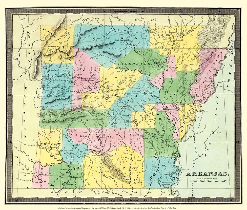 Arkansas Territory - Burr 1835 art print by Burr for $57.95 CAD
