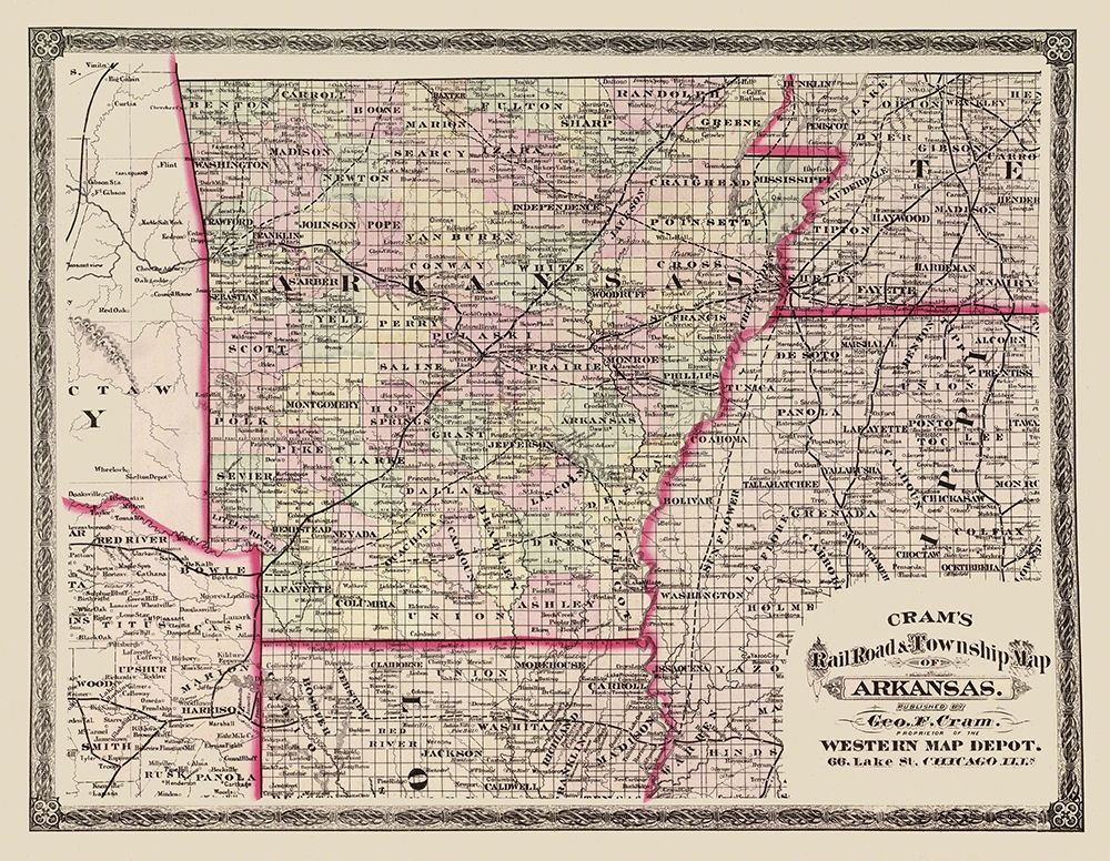 Arkansas - Cram 1875 art print by Cram for $57.95 CAD