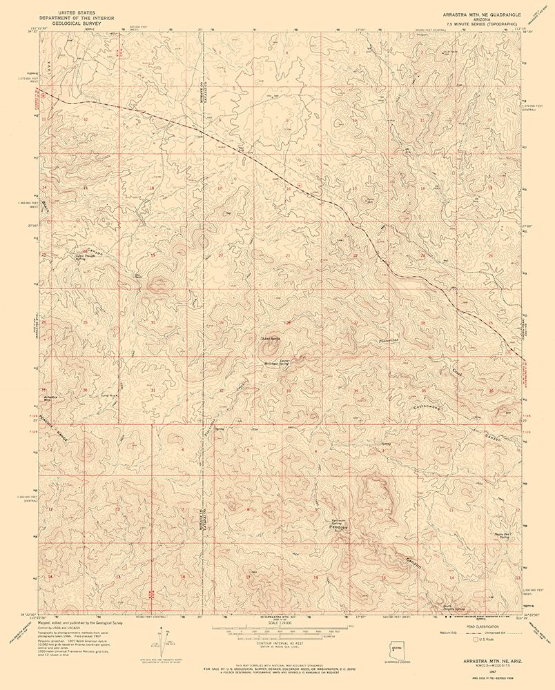 North East Arrastra Mountains Arizona Quad art print by USGS for $57.95 CAD