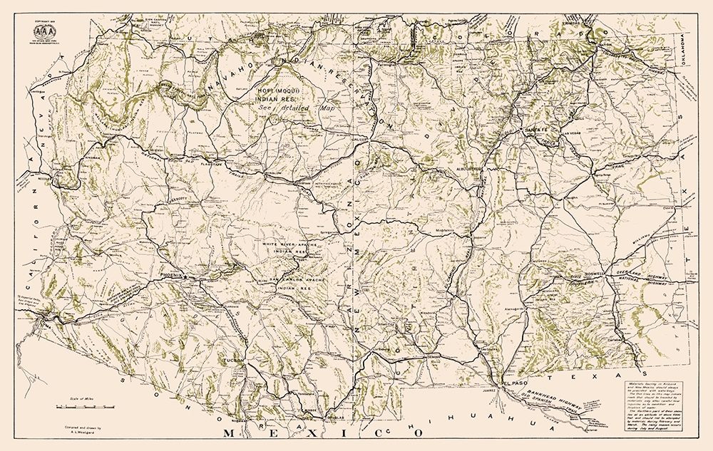 Arizona New Mexico - Westgard 1919 art print by Westgard for $57.95 CAD