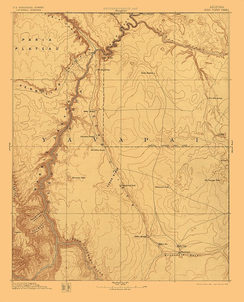 Echo Cliffs Sheet Arizona - USGS 1891 art print by USGS for $57.95 CAD