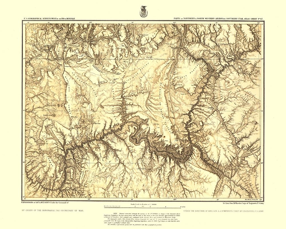Arizona Utah Atlas Sheet - USGS 1873 art print by USGS for $57.95 CAD