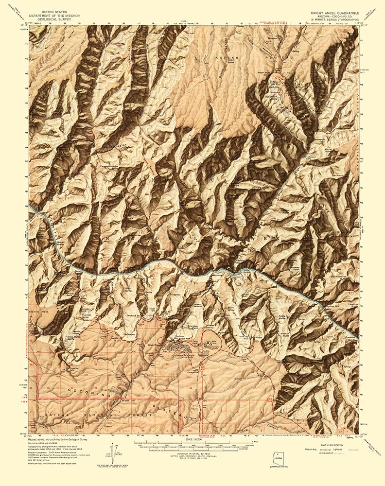 Bright Angel Arizona Quad - USGS 1968 art print by USGS for $57.95 CAD
