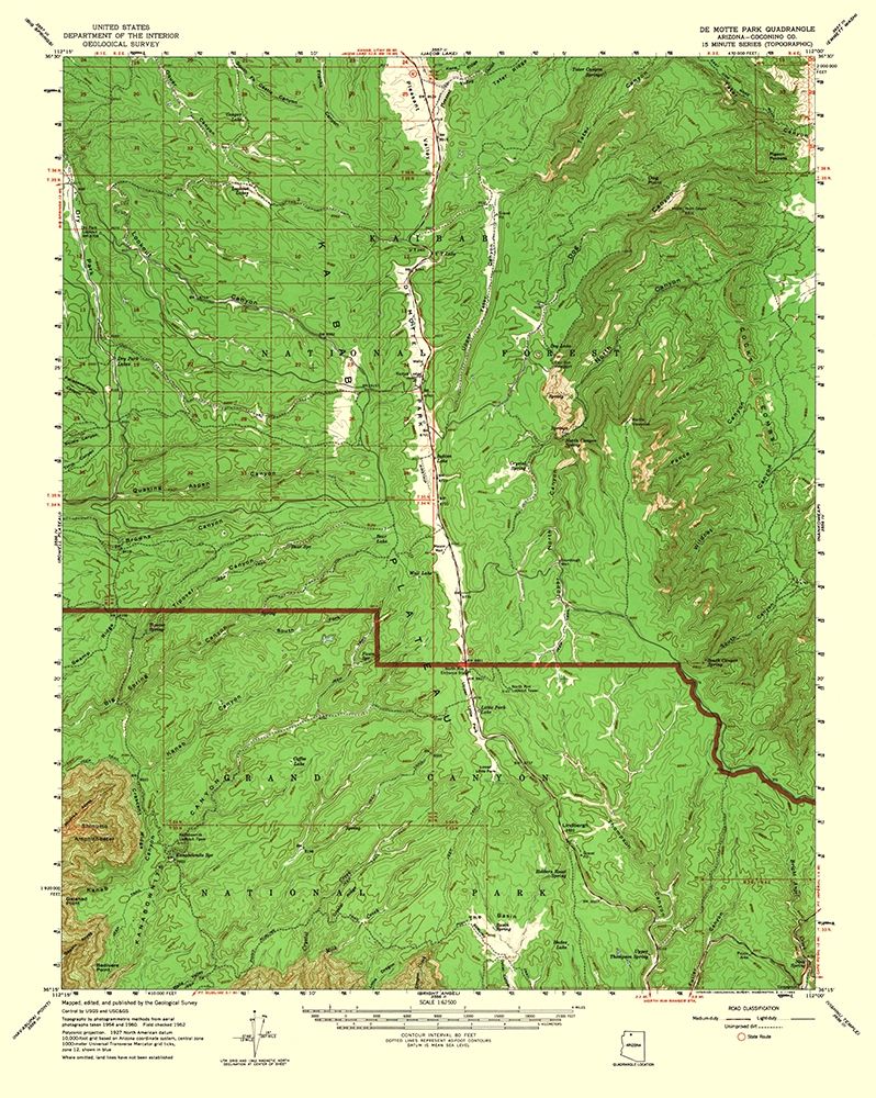 De Motte Park Arizona Quad - USGS 1964 art print by USGS for $57.95 CAD