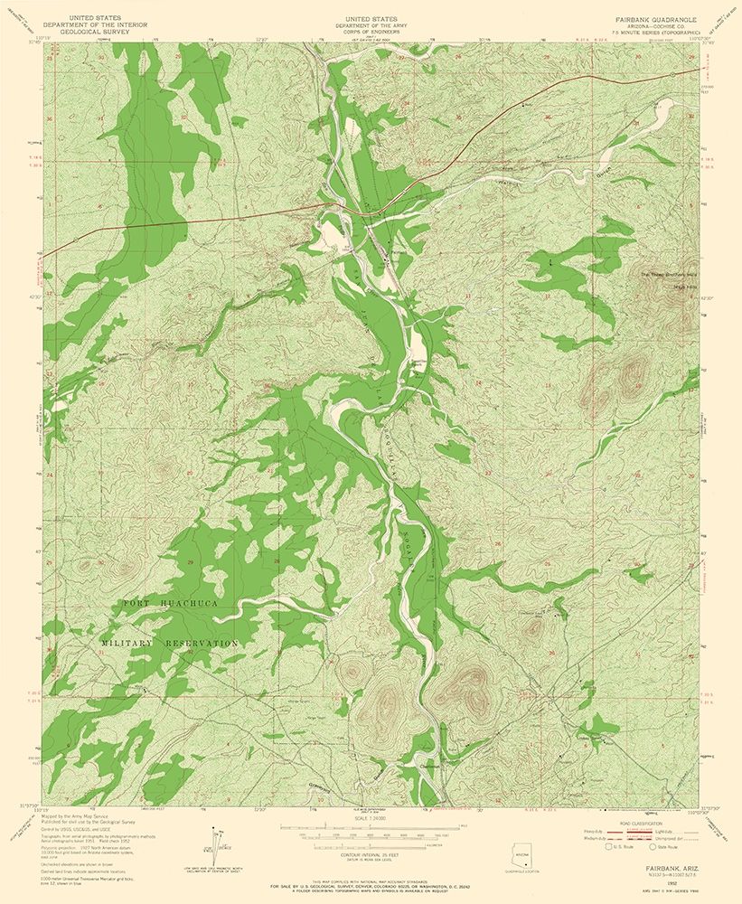 Fairbank Arizona Quad - USGS 1952 art print by USGS for $57.95 CAD