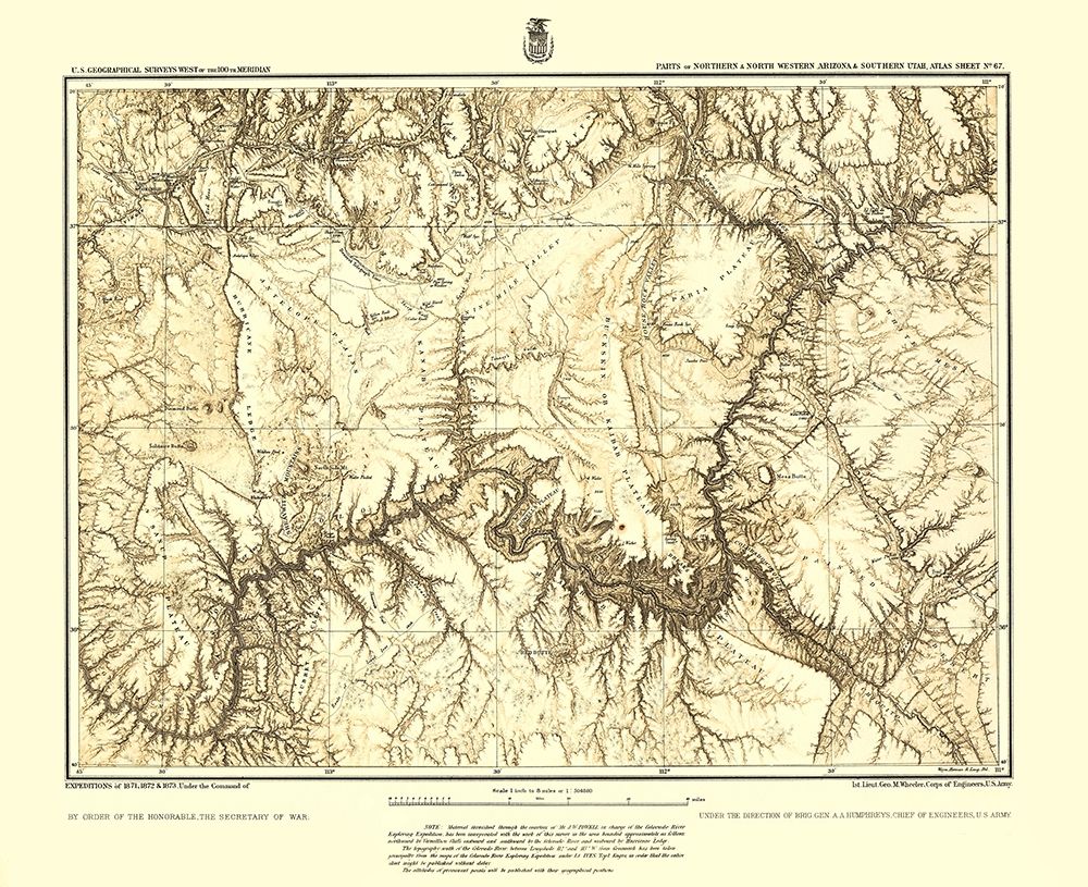 Arizona Utah Sheet - USGS 1873 art print by USGS for $57.95 CAD
