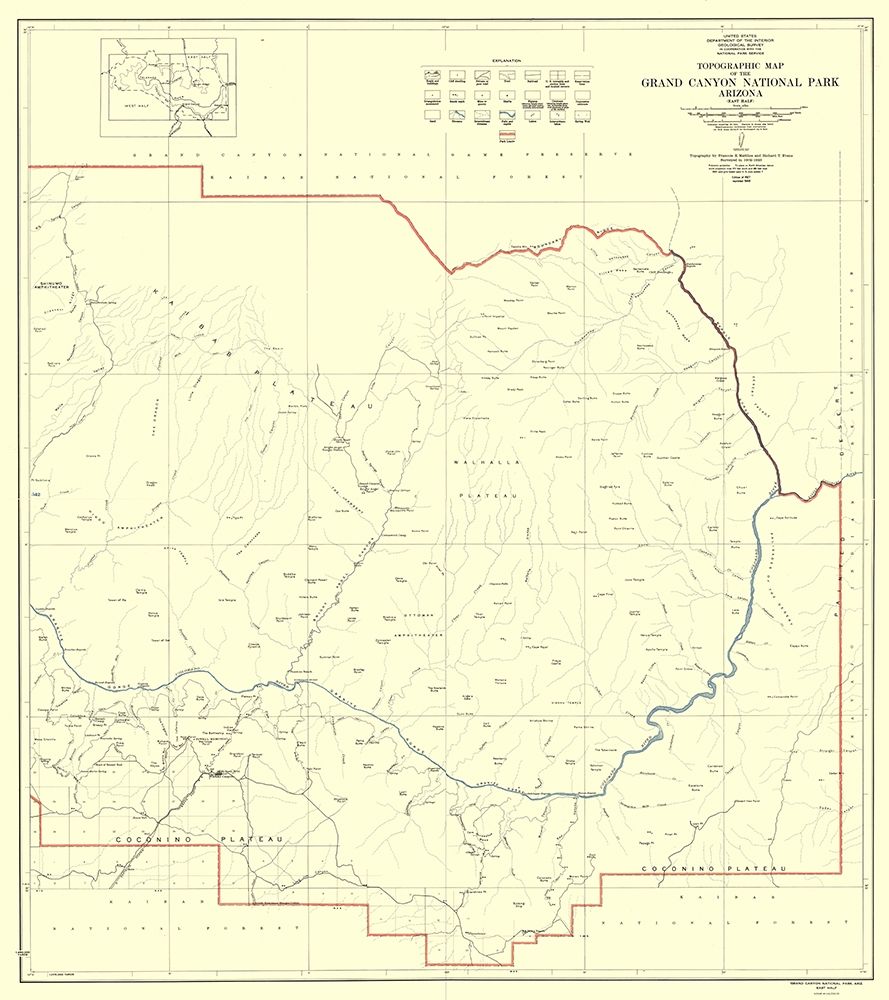 Grand Canyon East Half Arizona - USGS 1927 art print by USGS for $57.95 CAD