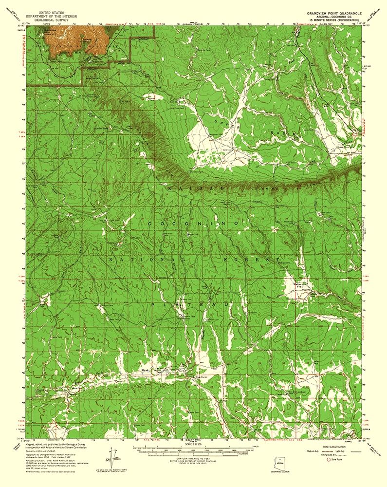 Grandview Point Arizona Quad - USGS 1962 art print by USGS for $57.95 CAD