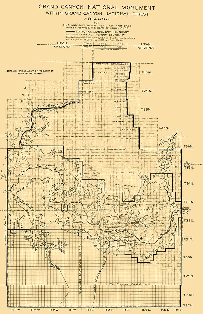 Grand Canyon National Monument Arizona Sheet art print by USGS for $57.95 CAD