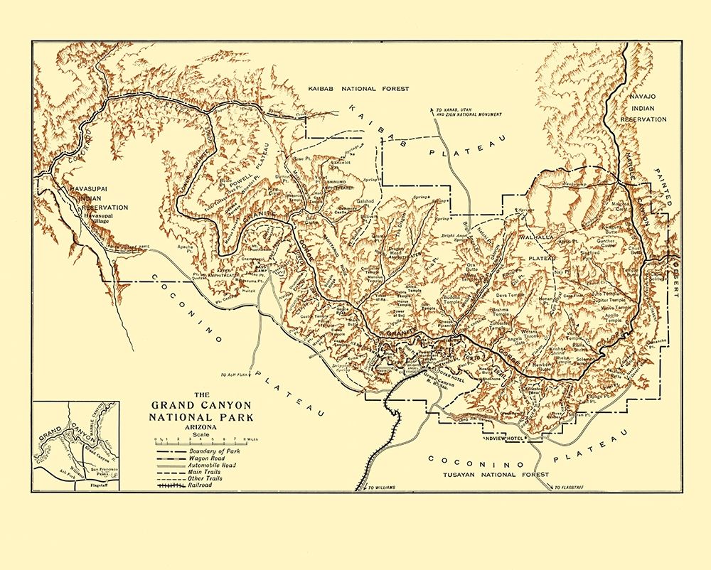 Grand Canyon Arizona - Rand McNally 1919 art print by Rand McNally for $57.95 CAD