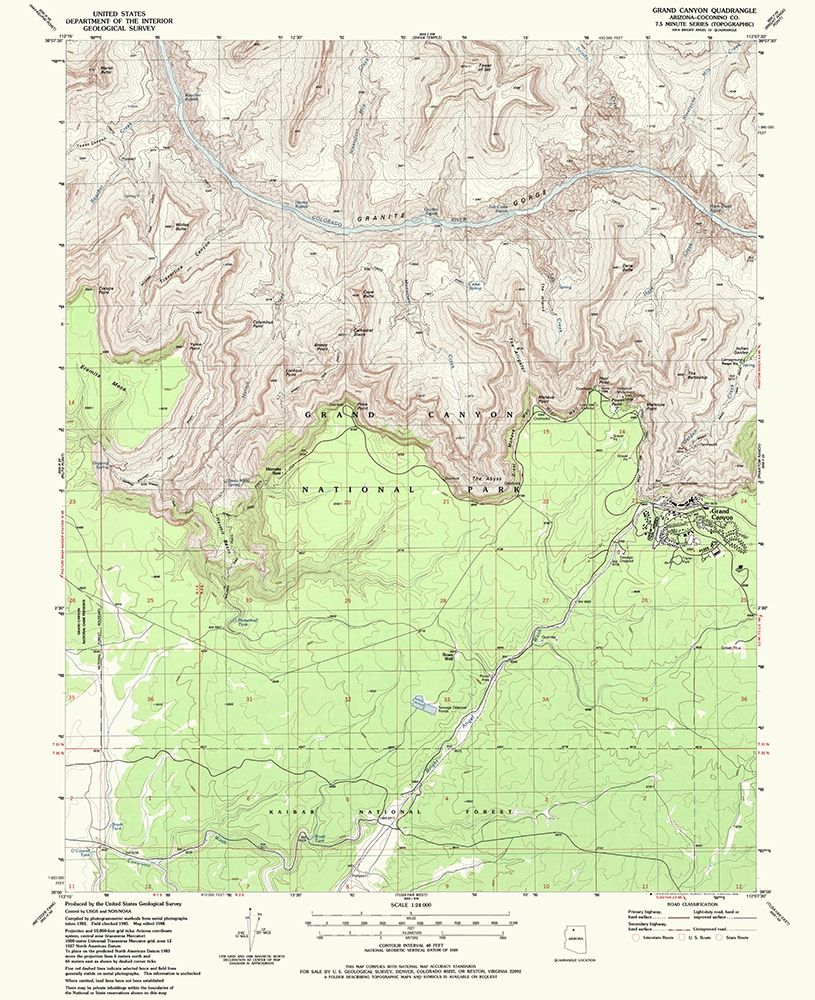 Grand Canyon Arizona Quad - USGS 1988 art print by USGS for $57.95 CAD