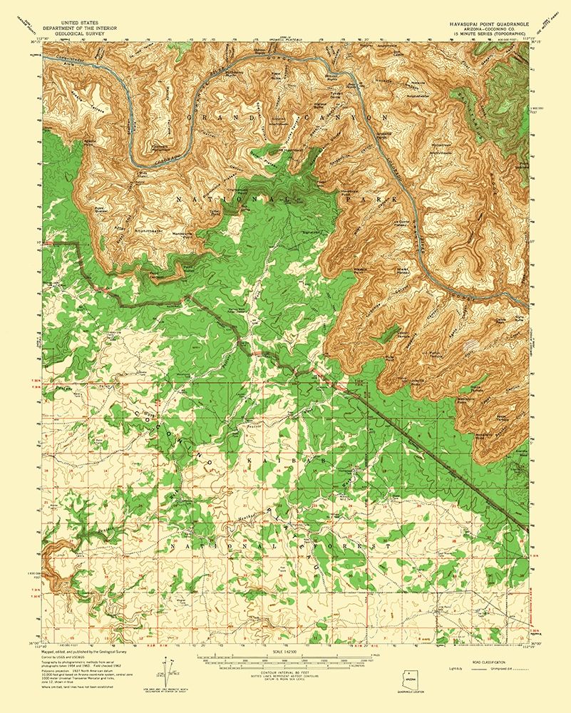 Havasupai Point Arizona Quad - USGS 1962 art print by USGS for $57.95 CAD