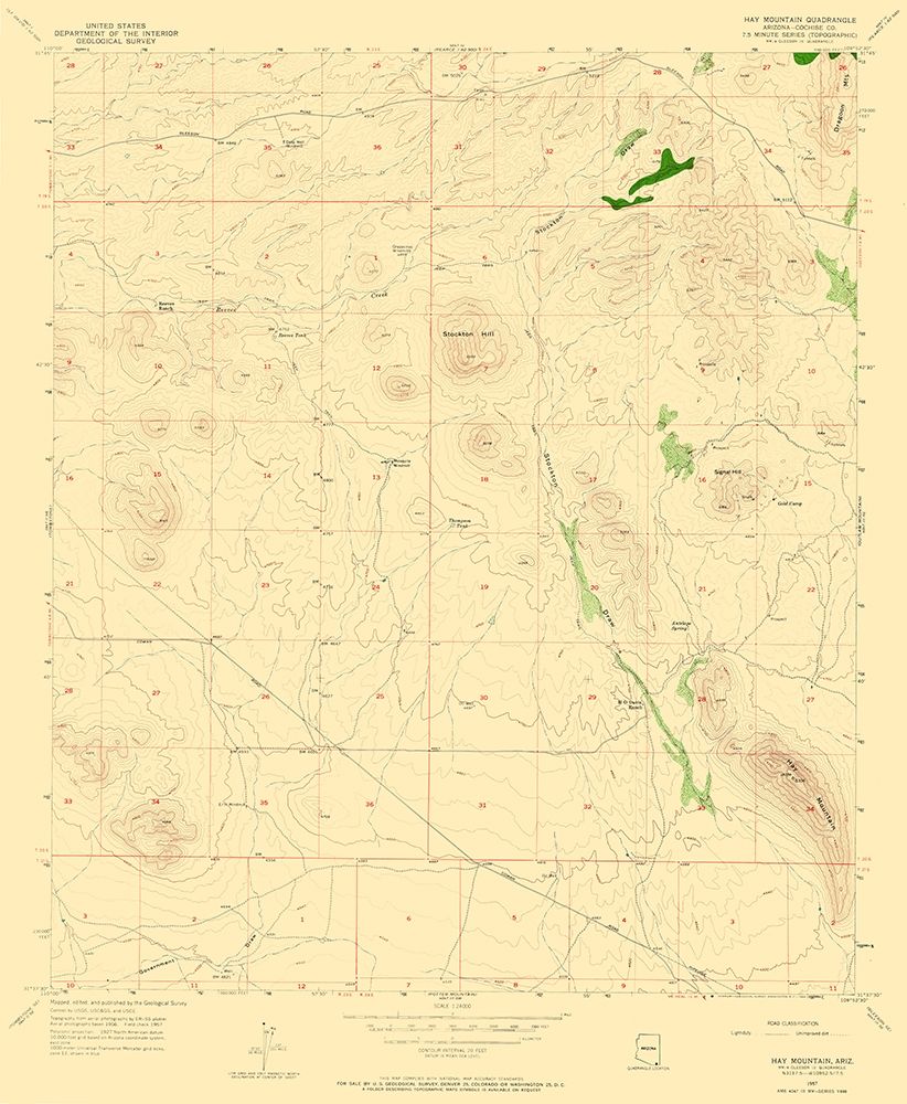 Hay Mountain Arizona Quad - USGS 1957 art print by USGS for $57.95 CAD