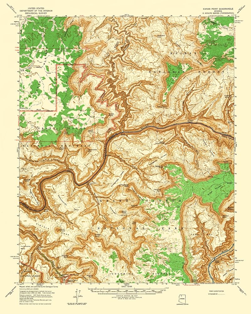 Kanab Point Arizona Quad - USGS 1964 art print by USGS for $57.95 CAD