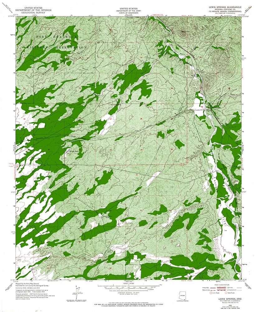 Lewis Springs Arizona Quad - USGS 1952 art print by USGS for $57.95 CAD