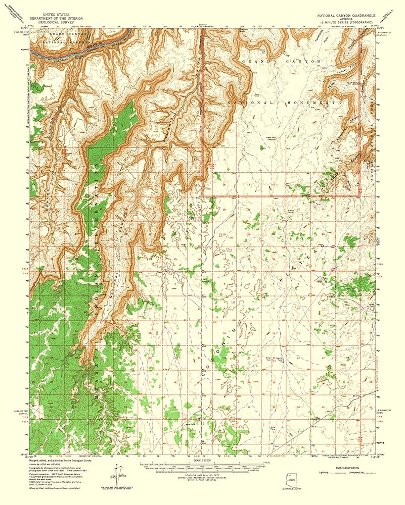National Canyon Arizona Quad - USGS 1962 art print by USGS for $57.95 CAD