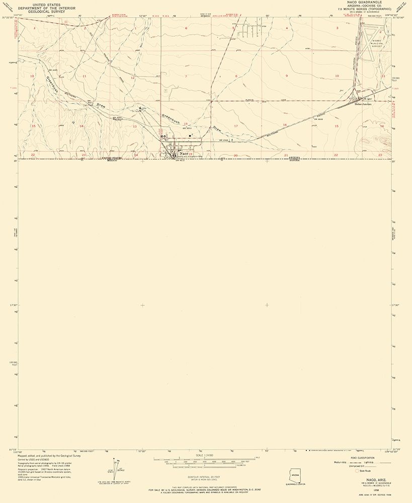 Naco Arizona Quad - USGS 1958 art print by USGS for $57.95 CAD