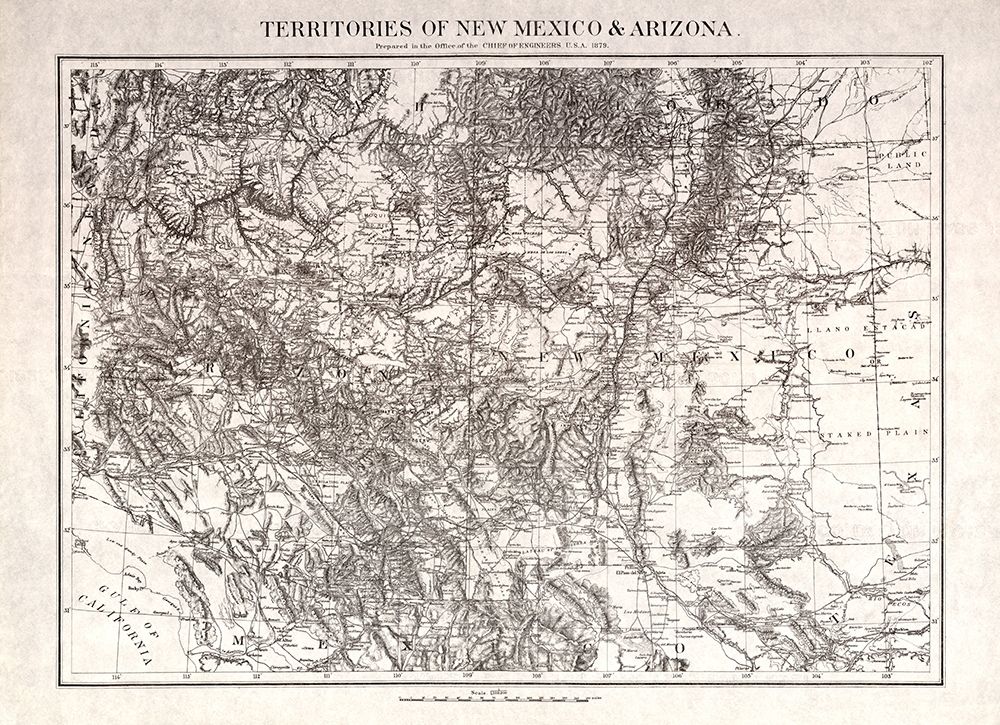 New Mexico Arizona Territories - USGS 1879 art print by USGS for $57.95 CAD