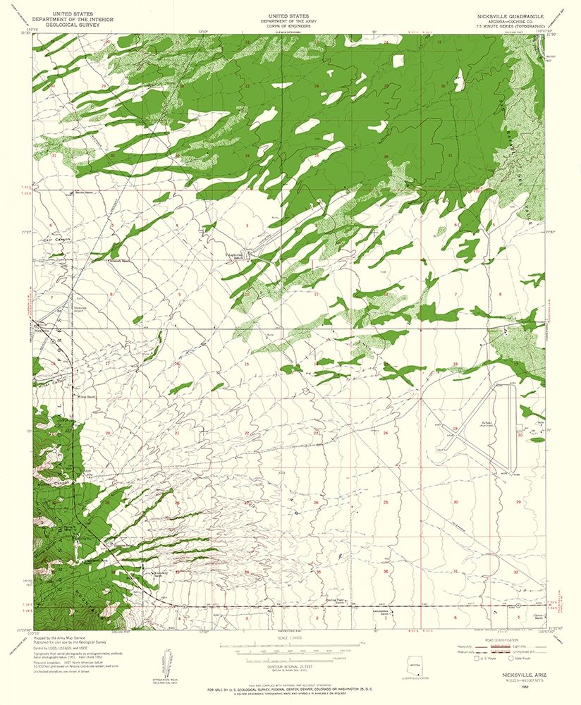 Nicksville Arizona Quad - USGS 1952 art print by USGS for $57.95 CAD