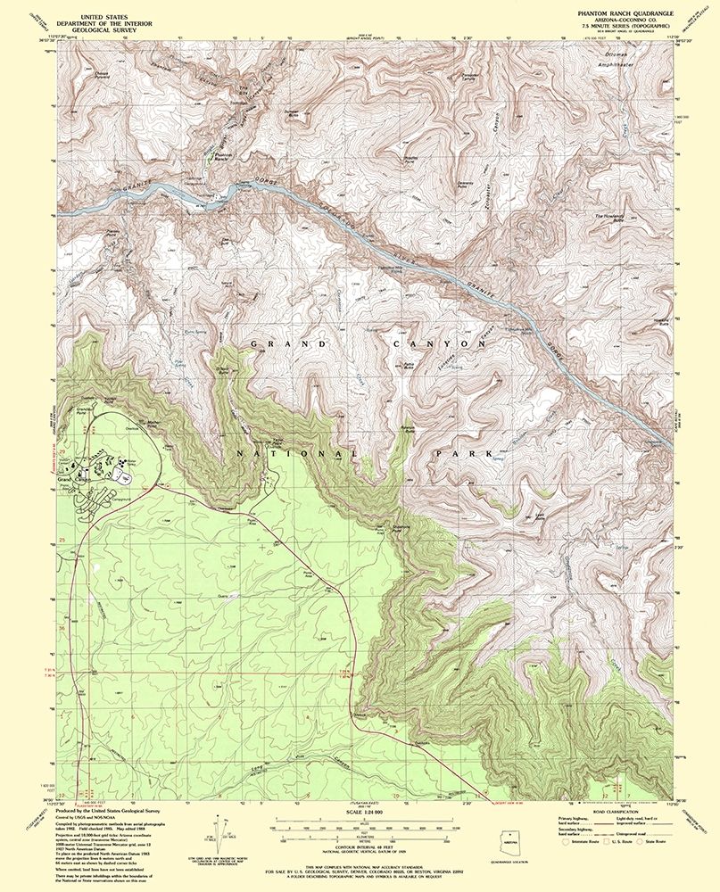 Phantom Ranch Arizona Quad - USGS 1988 art print by USGS for $57.95 CAD