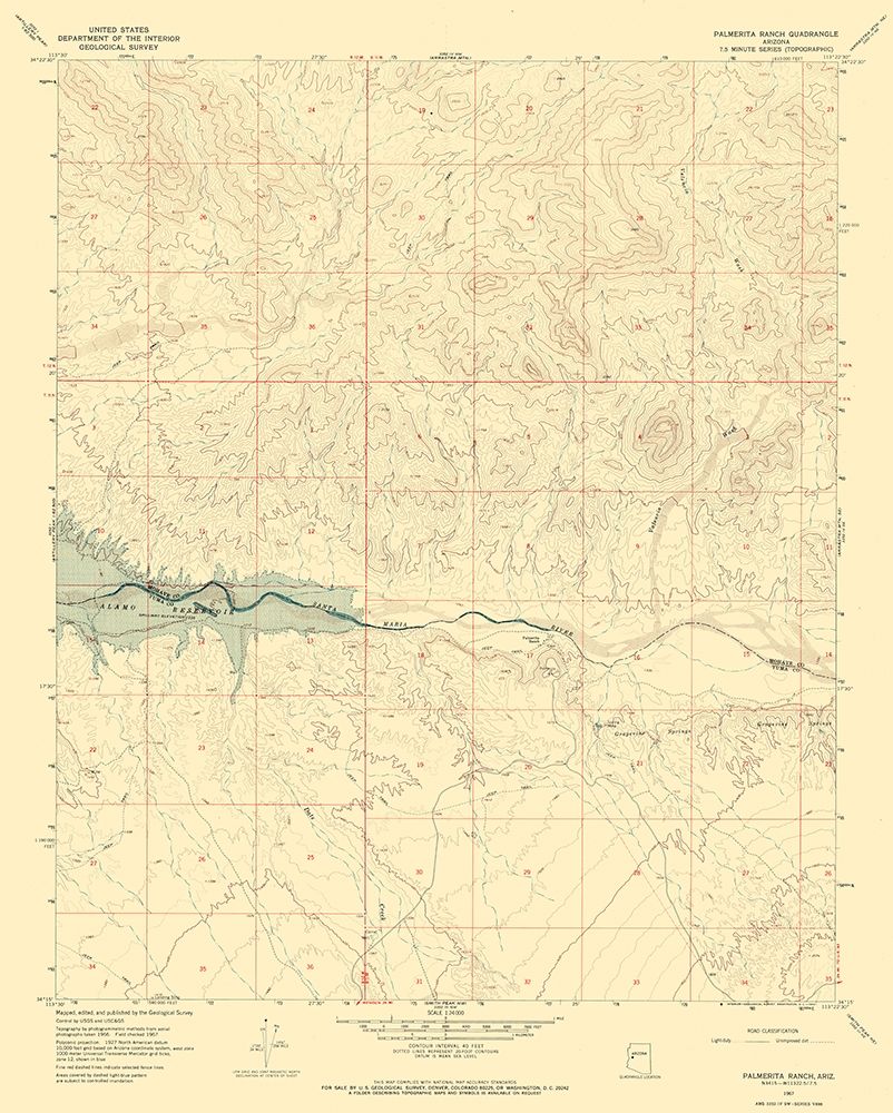 Palmerita Ranch Arizona Quad - USGS 1967 art print by USGS for $57.95 CAD