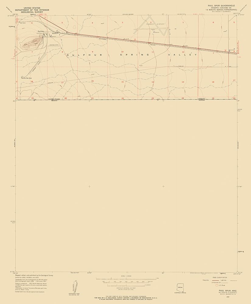 Paul Spur Arizona Quad - USGS 1957 art print by USGS for $57.95 CAD
