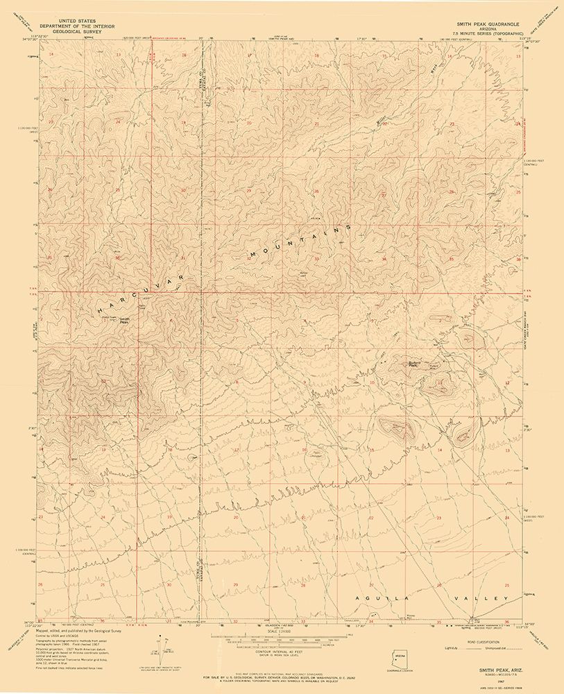 Smith Creek Arizona Quad - USGS 1967 art print by USGS for $57.95 CAD