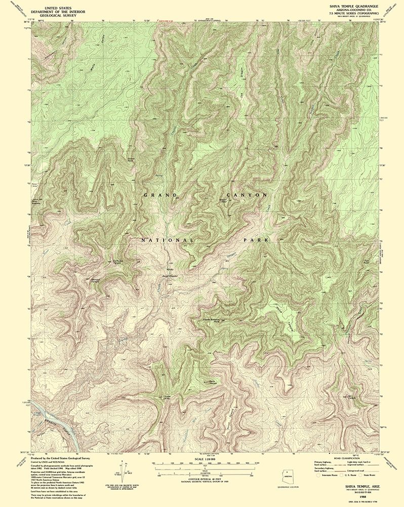 Shiva Temple Arizona Quad - USGS 1988 art print by USGS for $57.95 CAD