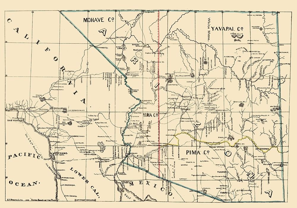 Arizona, California - Brown 1866 art print by Brown for $57.95 CAD